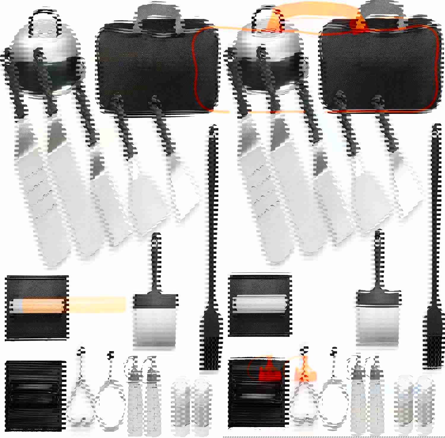 Jardeasy 17pcs Heavy Duty BBQ Grill Tools Set with Extra Thick Stainless Steel Spatula, Basting Cover, Fork, Tongs &amp;amp; Cleaning Brush-Barbecue Accessories Kit with Portable Bag