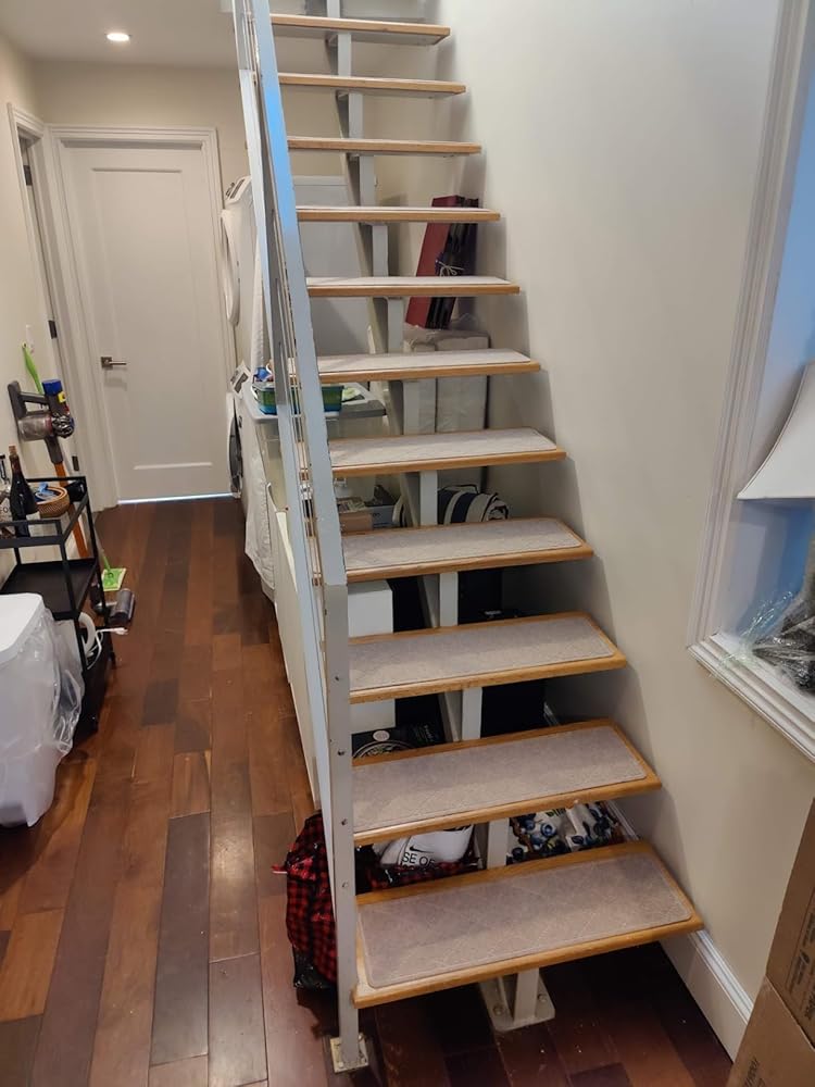 Stair Treads for Wooden Steps Indoor, 15 Pack 8&amp;#34; X 30&amp;#34; Non Slip Carpet Stair Treads with Reusable Adhesive for Kids Elders and Dogs, Surface Polyester TPR Backing Stair Rugs
