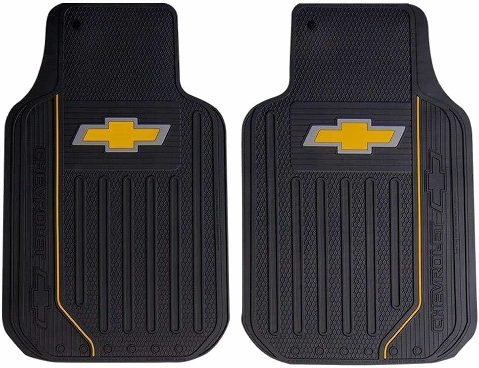 Chevy Chevrolet Elite Style 2pc Front Black Rubber Universal Car Truck Floor Mats Set