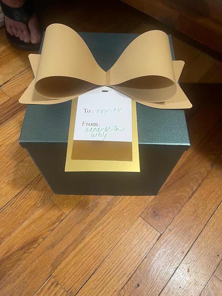 BIOBROWN Medium Gift Boxes with Lids for Presents, 9x9x9 Inches Gold Polka Dots Design Collapsible Gift Box for Birthday, Baby Shower, Party, Any Occasion