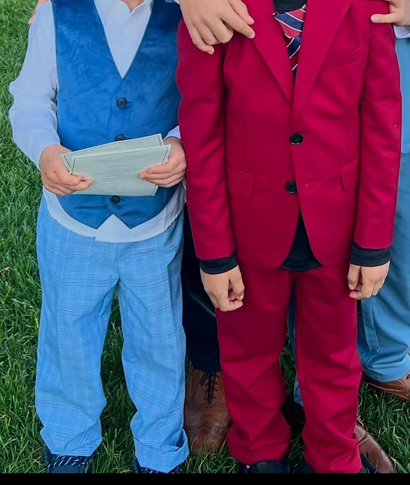 JPF Boy's Formal Suit Set Slim Fit Kids Tuxedo Suits for Wedding Teen Toddler Boy Dress Suit Outfit