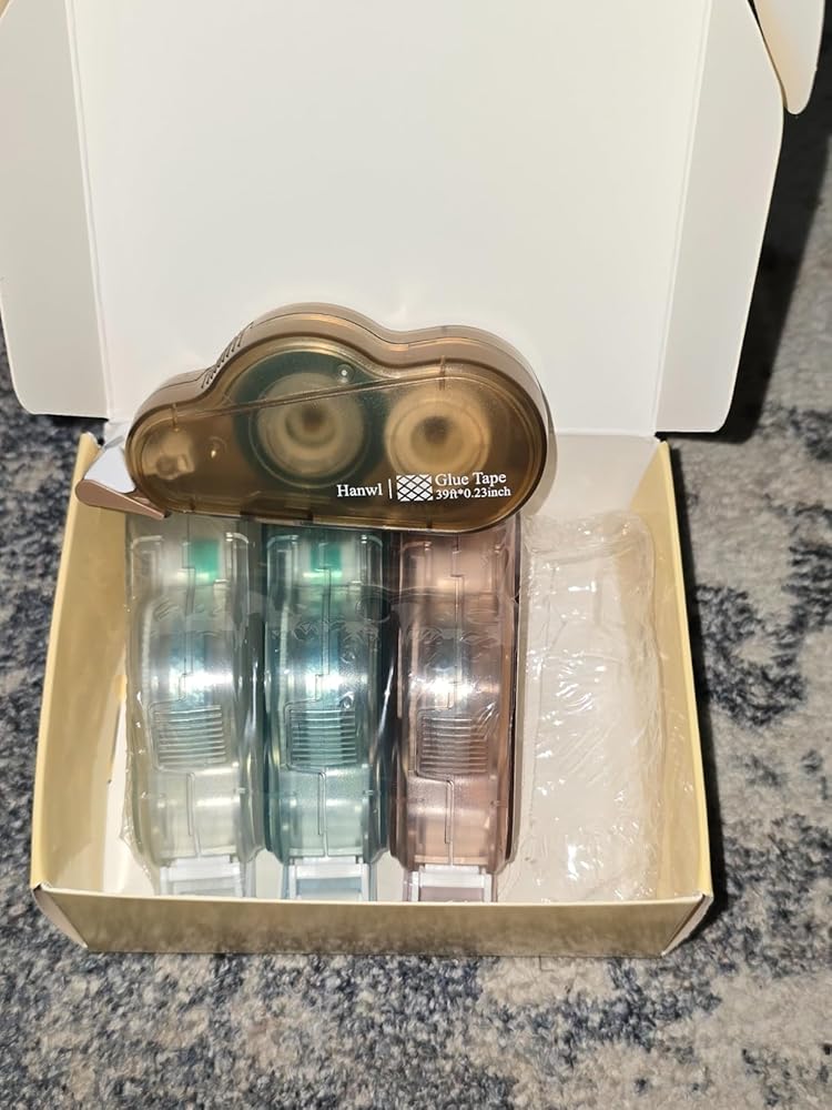 4 Pack Double Sided Tape Roller for Crafts,Adhesive Glue Runner for Scrapbooking,Journaling Home School Office Supplies,Scrapbook Tape,0.23IN x 39FT