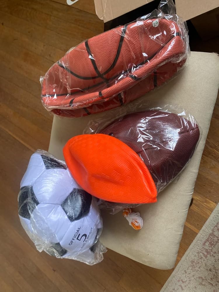 Lenwen 4 Pcs Sports Balls Set, Include Official Size Basketball Soccer Football Playground Ball Pump, Equipment Bag for Teen Adult Sport Gift Back to School