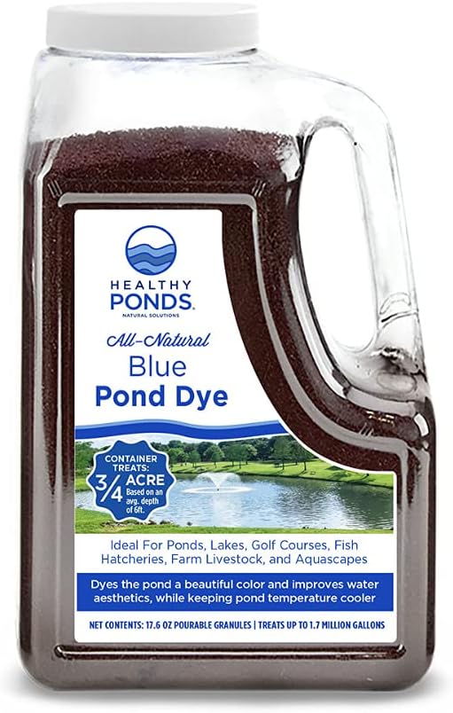 Healthy Ponds Pond Water Dye, Blue, Pourable Granules, 17.6 Ounces, Treats up to 1.7 Million Gallons
