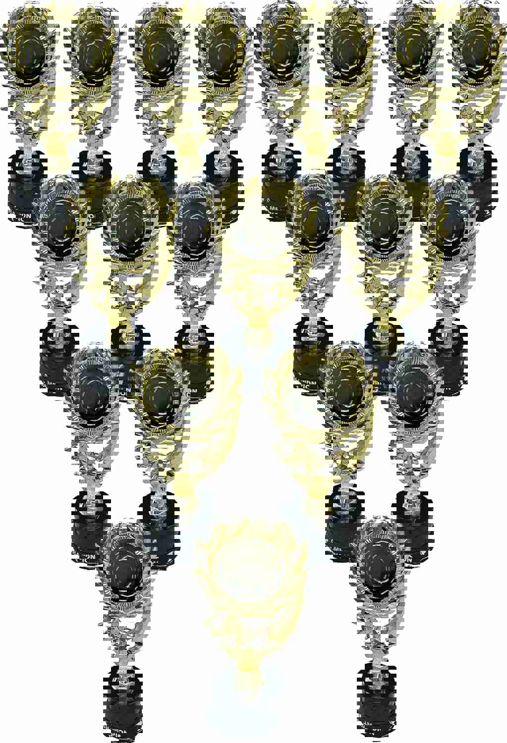 Express Medals 10 Pack of 7 Inch Tall Blank DIY Trophy Awards Includes Silicone Champion Wrist Bands 10 pk 4107 Boys Girls Trophies Award Winner 1st 2nd 3rd Place Custom