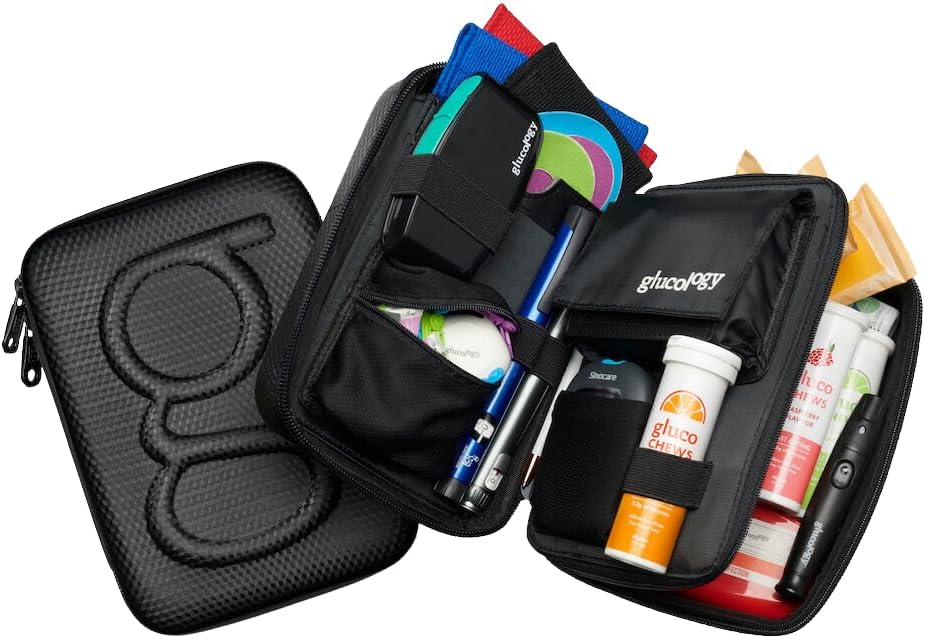 Glucology Diabetes Plus Kit Case | Extra Versatile and Reliable Storage Solution for Diabetic Care | Organize Your Blood Sugar Monitor, Lancets, and Insulin Pumps (Black, Plus)