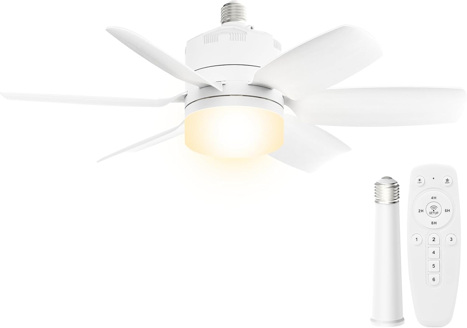 Ceiling Fan with Lights and Remote Control, 3 Colors Dimmable 6 Speeds Ceiling Fan, 1200 Lumens Light Bulb Screw in Socket Fan for Bedroom, Kitchen, Living Room