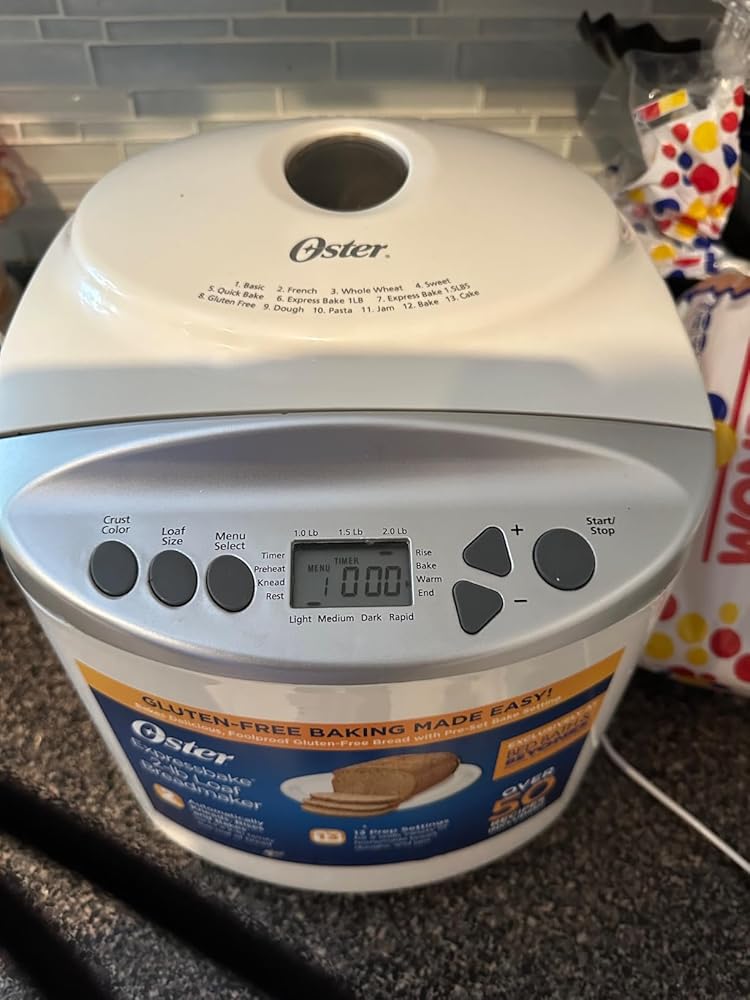 Oster Expressbake Bread Maker with Gluten-Free Setting, 2 Pound, White (CKSTBR9050-NP)