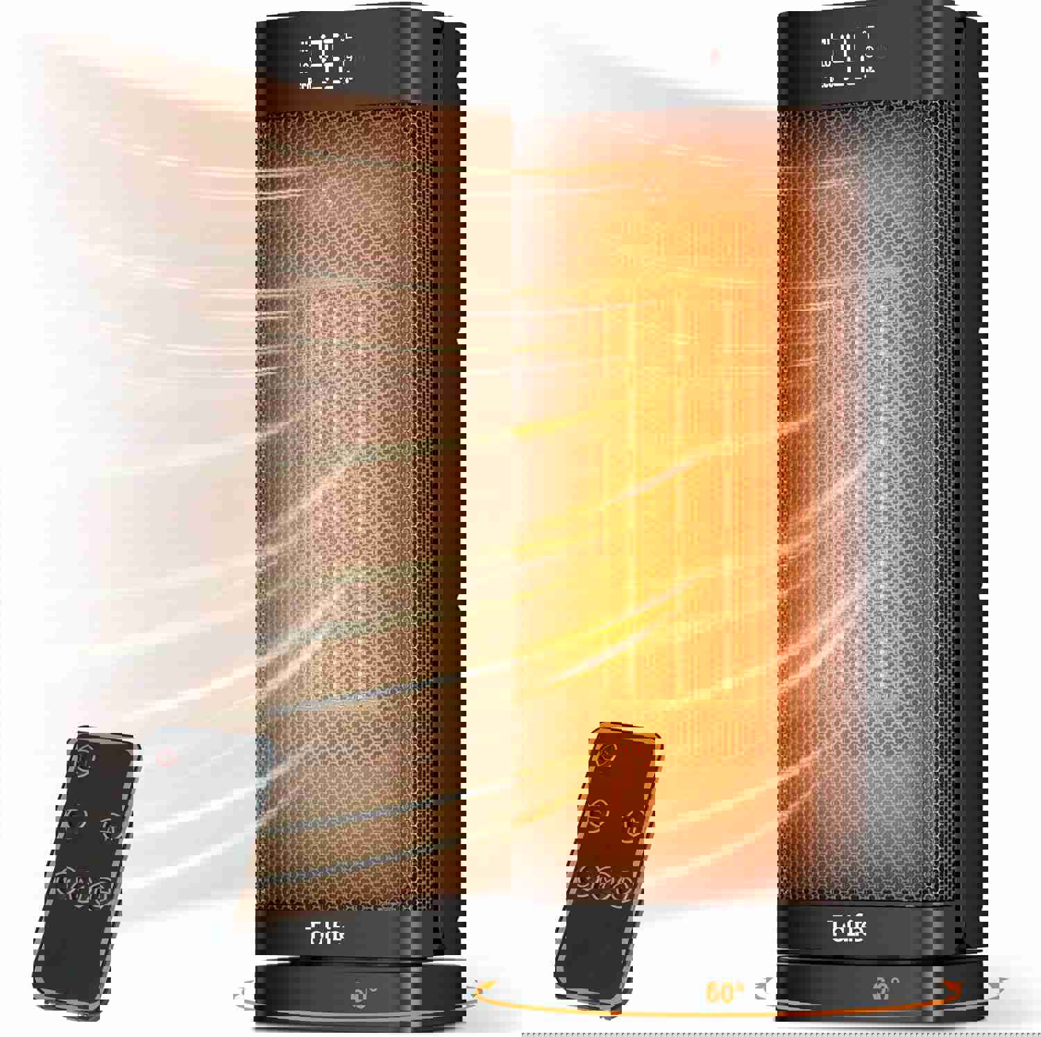 Space Heater Indoor with Thermostat, 16 inch PTC Electric Heater, 60°Oscillating, 4 Modes, 12h Timer, 1500W Portable Heater for Indoor Use, Black