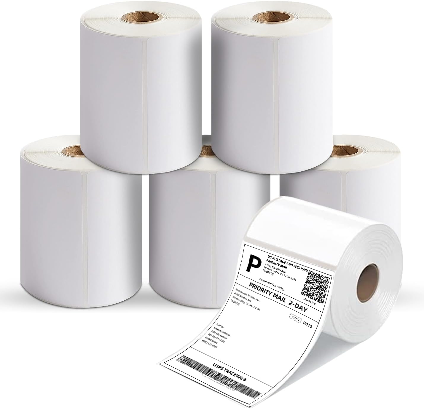 4"x6" Direct Thermal Shipping Labels, 3000 Labels/6 Rolls(500 Pcs per Roll), Permanent Adhesive Mailing Postage Label, Thermal Paper Roll Compatible with MUNBYN Rollo Zebra, Commercial Grade