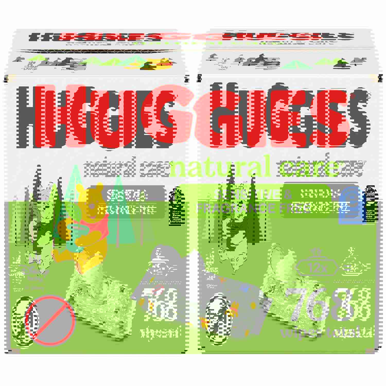 Huggies Natural Care Sensitive Baby Wipes, Unscented, Hypoallergenic, 99% Purified Water, 12 Flip-Top Packs (768 Wipes Total), Packaging May Vary