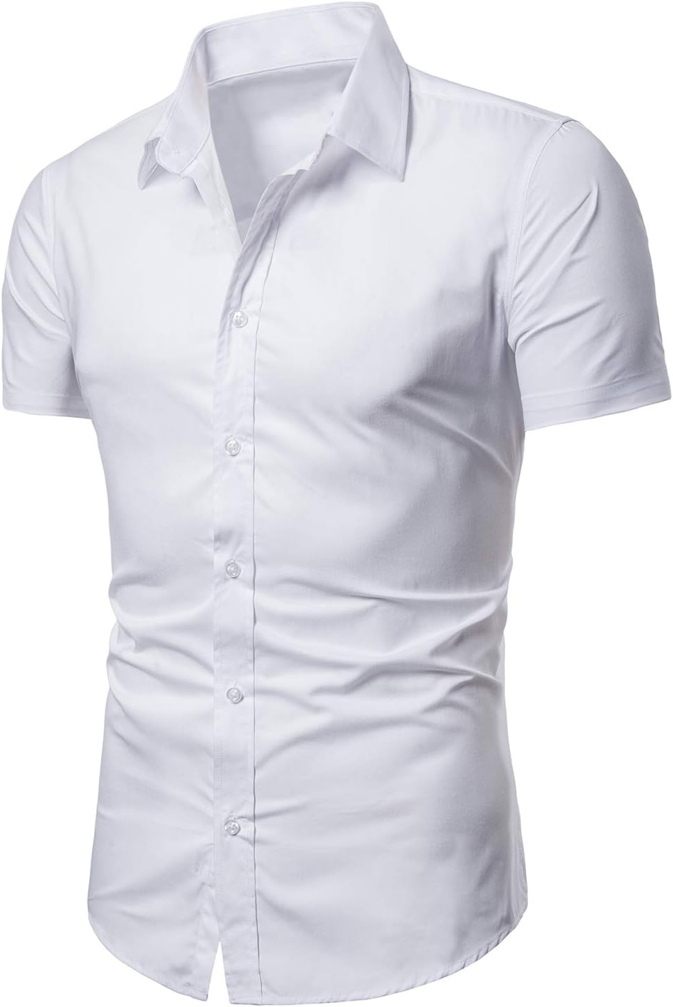 LOCALMODE Men's Regular Fit Cotton Business Casual Shirt Solid Short Sleeve Button Down Dress Shirts