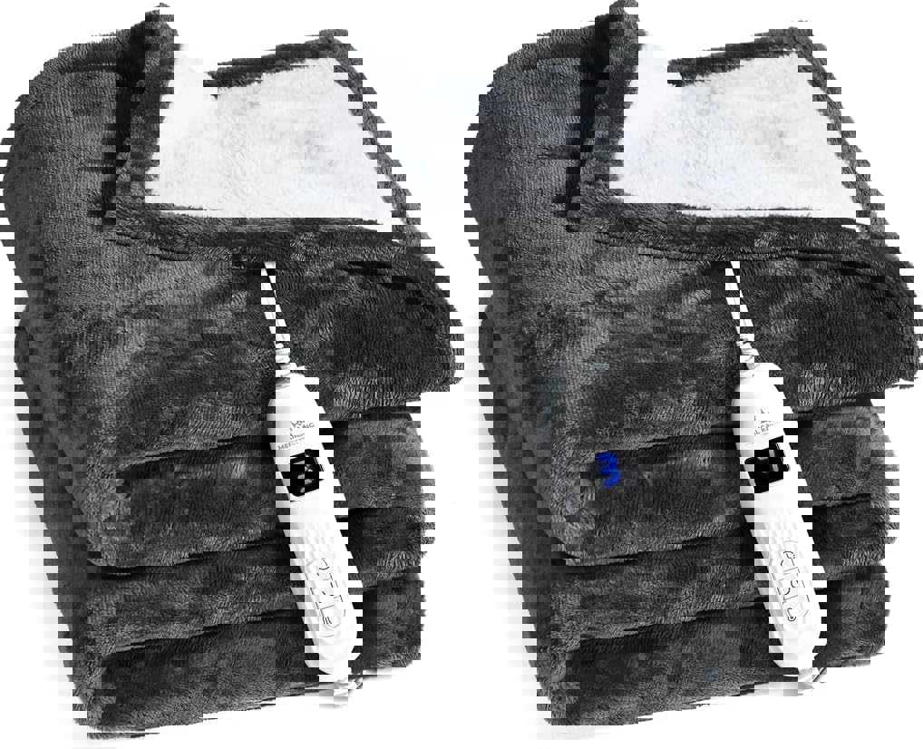 Medical king Heated Blanket, Machine Washable Extremely Soft &amp;amp; Comfortable Electric Blanket Throw Fast Heating with Hand Controller 10 Heating Settings &amp;amp; auto Shut-Off (Gray, 50 x 60)