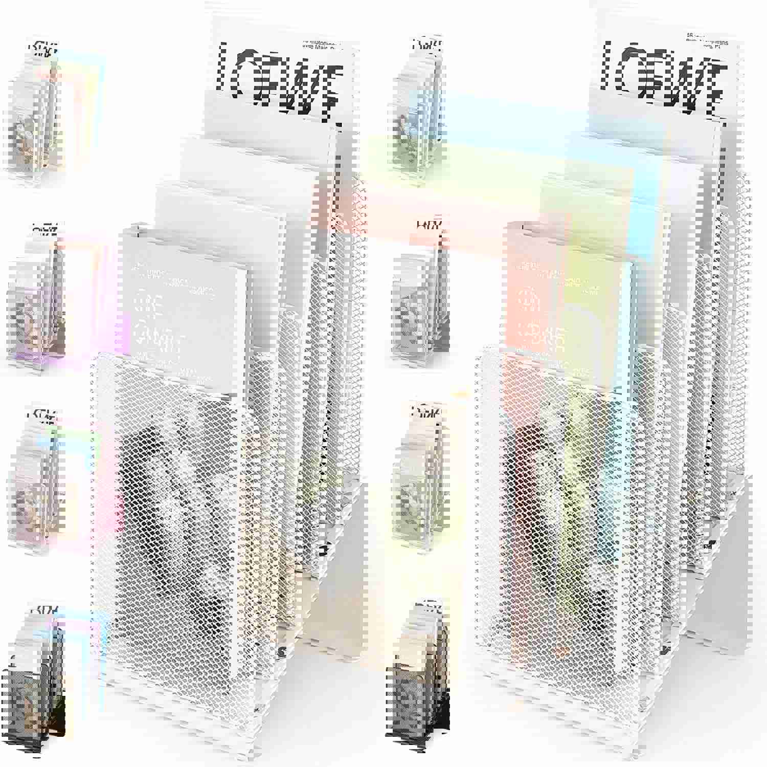 LEKETREE File Organizer for Desk, Desk Organizer with 5-Section Vertical File Rack, File Folder Organizer, Desk Accessories &amp;amp; Workspace Organizers(White)