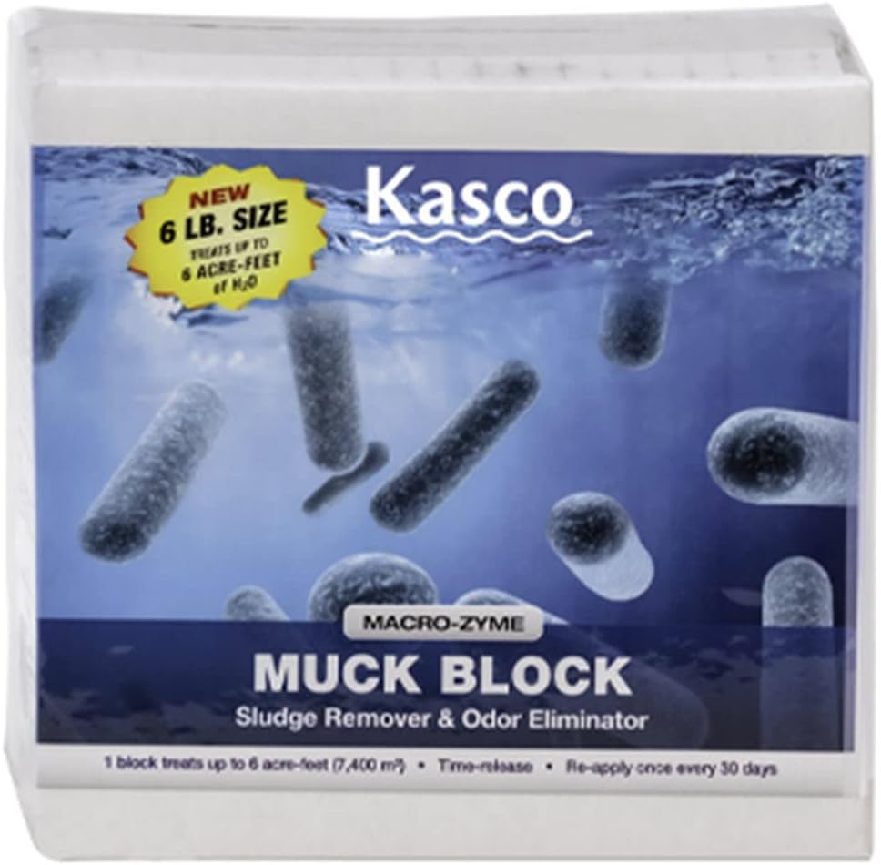 Kasco Macro Zyme Time Release Muck Block Beneficial | Muck Remover for Ponds &amp;amp; Lakes | Non-Chemical Lake &amp;amp; Pond Treatment for Eliminating Sludge &amp;amp; Odors | Treats Up to 6 Acre-feet 6 lb.