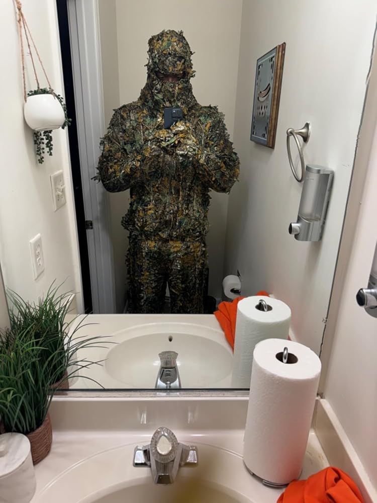 Ghillie Suit, Geely Suit Full Face Mask Gloves Set, Ghillie Suit for Men, Outdoor Camouflage Lucky Suit, Turkey Hunting Camouflage Suit, Outdoor Jungle Games and Halloween.