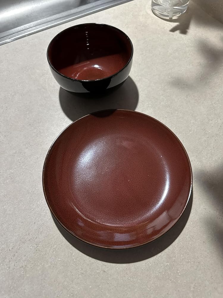 LERATIO Ceramic Dinnerware Sets for 4, Coupe Plates and Bowls Sets,Highly Chip and Crack Resistant | Dishwasher &amp;amp; Microwave &amp;amp; Oven Safe Dishes set,Reactive Glaze Dinnerware- Service for 4（12pcs）