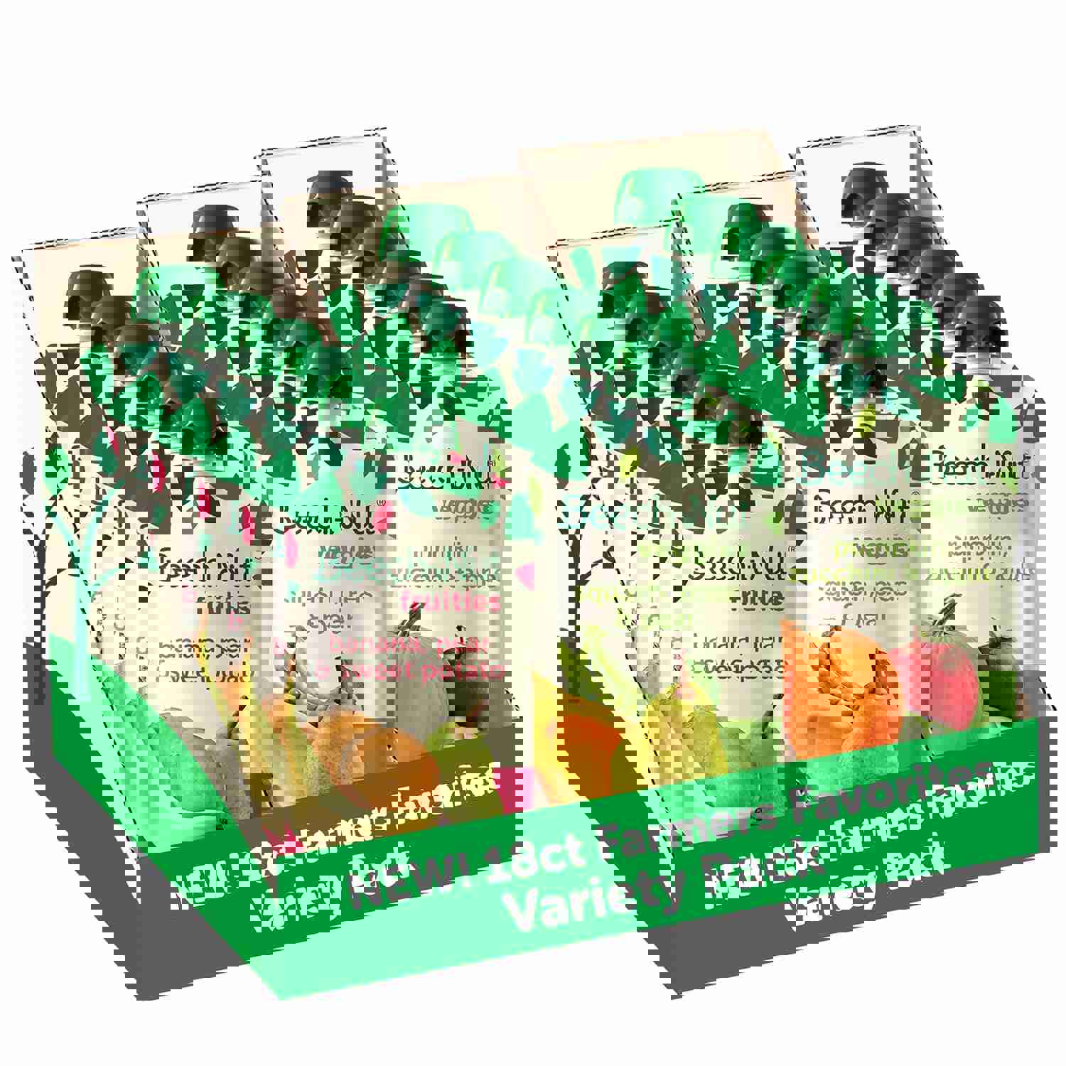 Beech-Nut Baby Food Pouches Variety Pack, NEW Farmer's Favorites Fruit &amp; Veggie Purees Variety Pack, 3.5 oz (18 Pack)