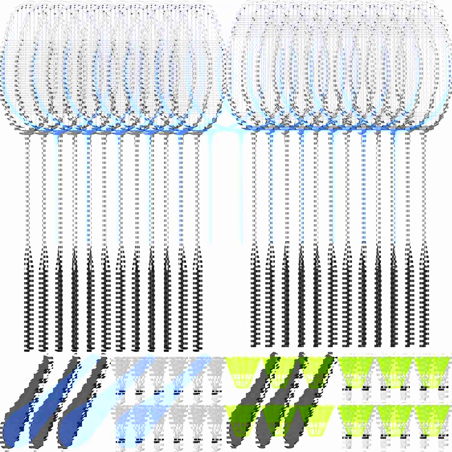12 Pack Badminton Rackets Set Including Rackets, Nylon Shuttlecocks and Carry Bag for Outdoor Backyard Games Beginners