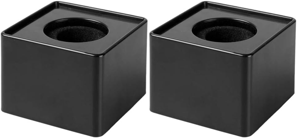 NUOBESTY 2pcs Black Microphone Flag Stations Portable ABS Injection Molding Square Cube Shaped Interview Mic Logo Flag Station