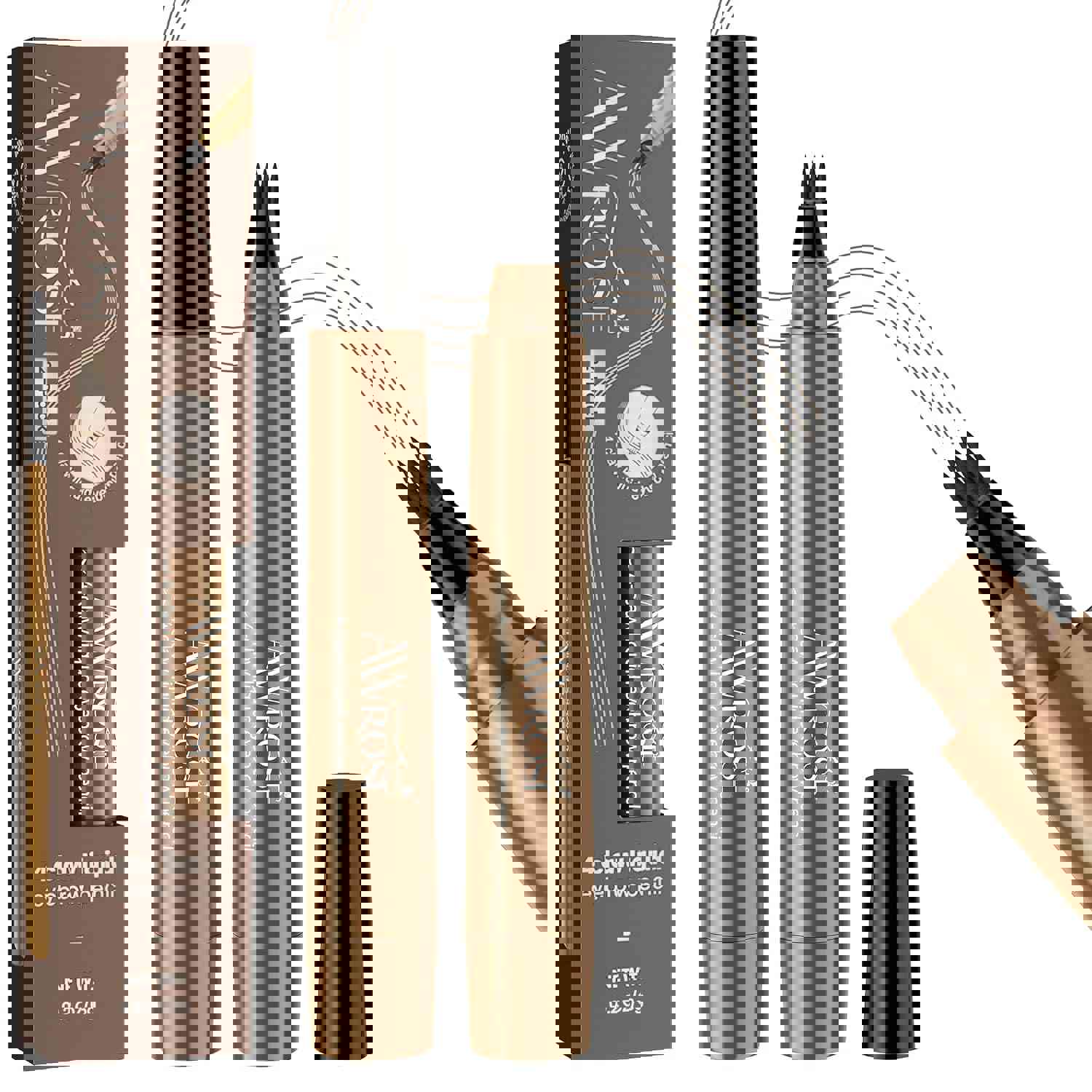 AWROSE Eyebrow Pencil, 3D Waterproof Microblading Eyebrow Pen 4 Fork Tip Tattoo Pencil, Precise Natural Brow Magic Eye Brow Pencil with Hair Like Strokes, 4 Points Multi-Used Eye Brow Pen for Women