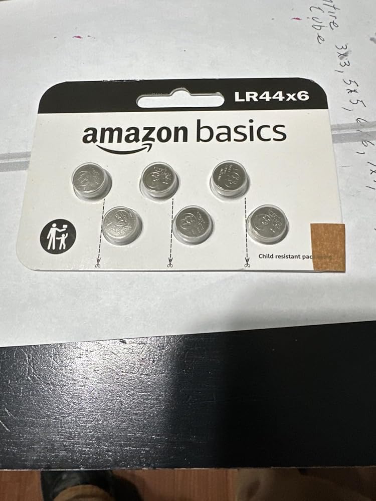 Amazon Basics 6-Pack LR44 Alkaline Button Coin Cell Battery, 1.5 Volt, Long Lasting Power, Mercury-Free