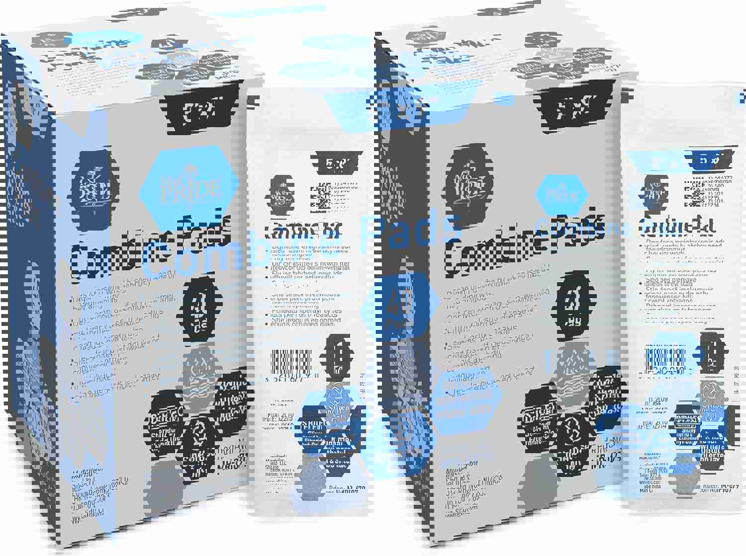 MED PRIDE Sterile Abdominal- ABD Combine Pads| 40-Pack, 5 x 9 Inches| Extra Absorbent &amp; Thick, Individually Wrapped Wound Dressing, First Aid Pads| Surgical-Grade, Nonstick- for Heavy Leakage, Post Op