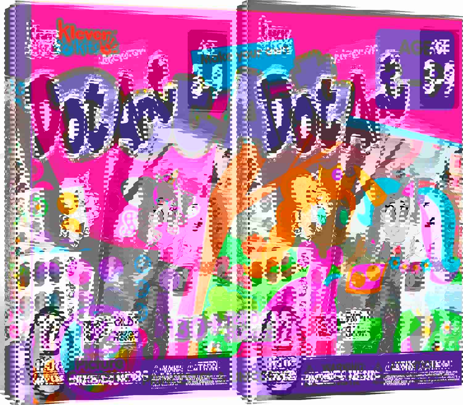 Klever Kits Dot Art Kit for Kids, No Mess Sticker for Toddlers 3-7, Craft Kits, DIY Creative Activity, Travel Toy, Birthday for Boys Girls (Unicorns &amp;amp; Princess)