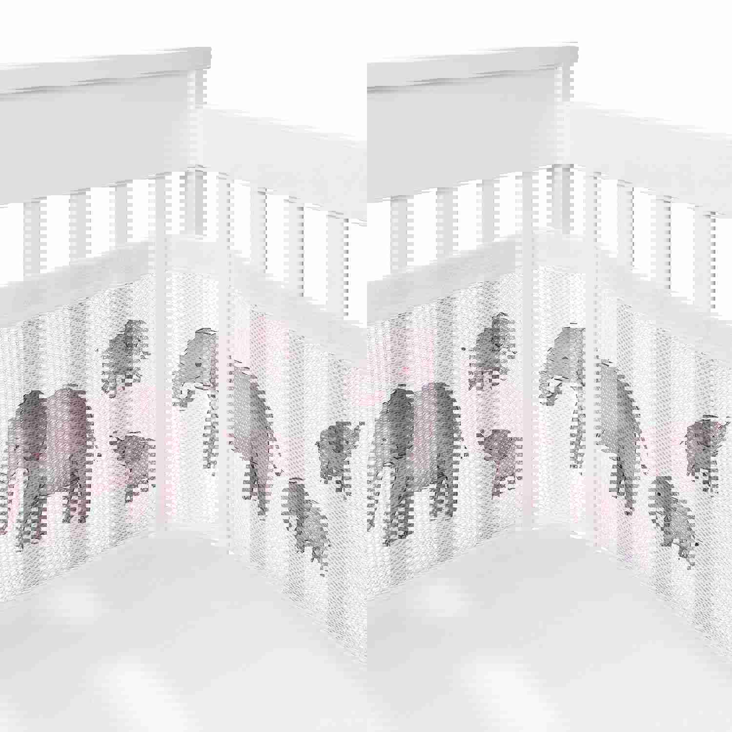 Sweet Jojo Designs + BreathableBaby Grey White Watercolor Elephants Boy Girl Unisex/Gender Neutral Breathable Mesh Crib Liner Pad Baby Infant Gray Jungle Safari Mom and Child Elephant Tropical Nature