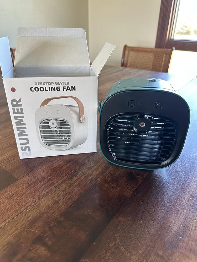 Portable Air Conditioners Rechargeable, 5200mAh Mini Air Conditioner, Personal Air Cooler with 3 Speeds, Small Desk Air Cooling Fan for Bedroom, Office, Outdoor