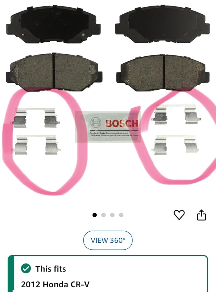 BOSCH BE914H Blue Ceramic Disc Brake Pad Set With Hardware - Compatible With Select Acura ILX; Honda Accord, Civic, CR-V, CR-Z, Element, Fit; FRONT