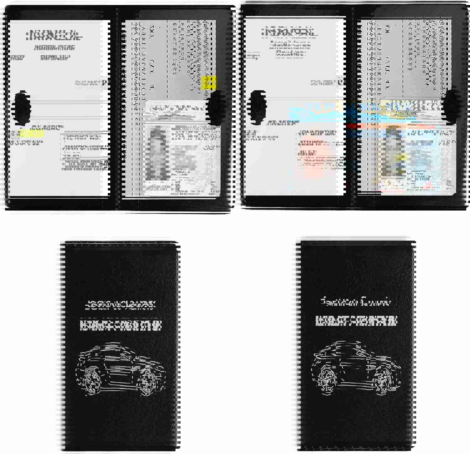 UYYE Car Registration and Insurance Card Holder, Vehicle Glove Box Car Organizer, Interior Car Accessories for Documents, Cards, License - 2 Pack