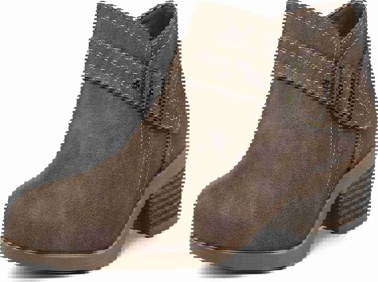 mysoft Women's Ankle Boots Low Chunky Stacked Heel Comfortable Round Toe booties with Side Zipper Shoes