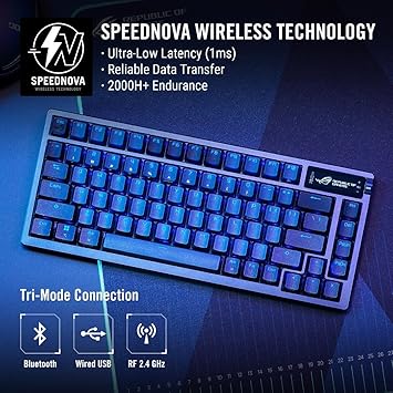 Amazon.com: ASUS ROG Azoth 75 Wireless DIY Custom Gaming Keyboard, OLED Display, Gasket-Mount, Three-Layer Dampening, Hot-Swappable Pre-lubed ROG NX Snow Switches & Keyboard Stabilizers, PBT Keycaps, RGB : Electronics