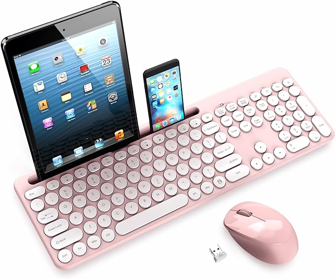 LeadsaiL Pink Wireless Keyboard and Mouse Combo