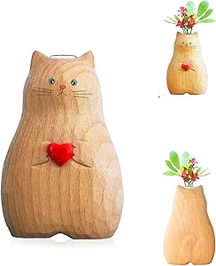 Funny Cat Vase Handmade Wooden Vase at Amazon